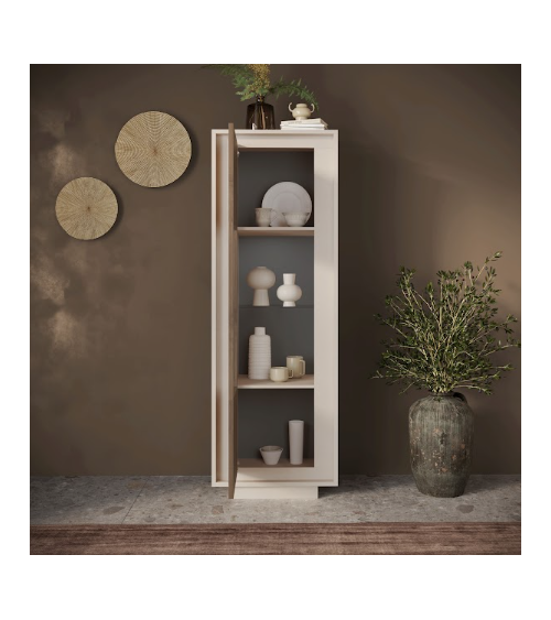 Vitrine SKY 1 porte – Finition Cashmere / Mercure